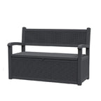 Banco de Armazenamento em Resina para Todas as Condições Meteorológicas com Compartimento Oculto com Fechadura - Design com Aparência de Rattan, Capacidade de 227 kg, Armazenamento de 265 litros