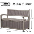 Banco de Armazenamento em Resina para Todas as Condições Meteorológicas com Compartimento Oculto com Fechadura - Design com Aparência de Rattan, Capacidade de 227 kg, Armazenamento de 265 litros