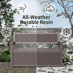 Banco de Armazenamento em Resina para Todas as Condições Meteorológicas com Compartimento Oculto com Fechadura - Design com Aparência de Rattan, Capacidade de 227 kg, Armazenamento de 265 litros