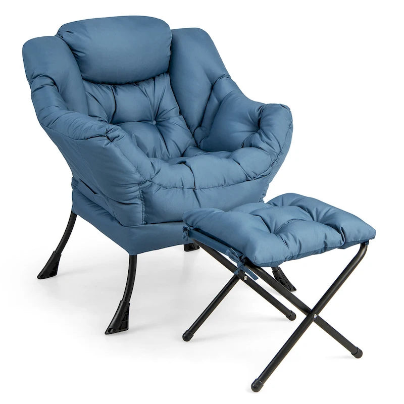 Lazy Sofa Chair Accent Leisure Armchair with Folding Footrest &
