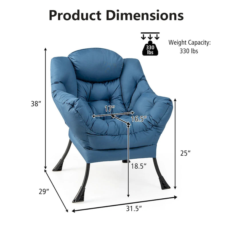 Lazy Sofa Chair Accent Leisure Armchair with Folding Footrest &