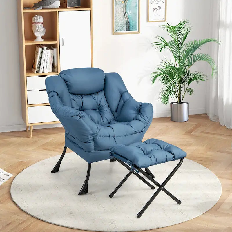 Lazy Sofa Chair Accent Leisure Armchair with Folding Footrest &