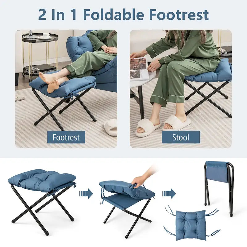 Lazy Sofa Chair Accent Leisure Armchair with Folding Footrest &