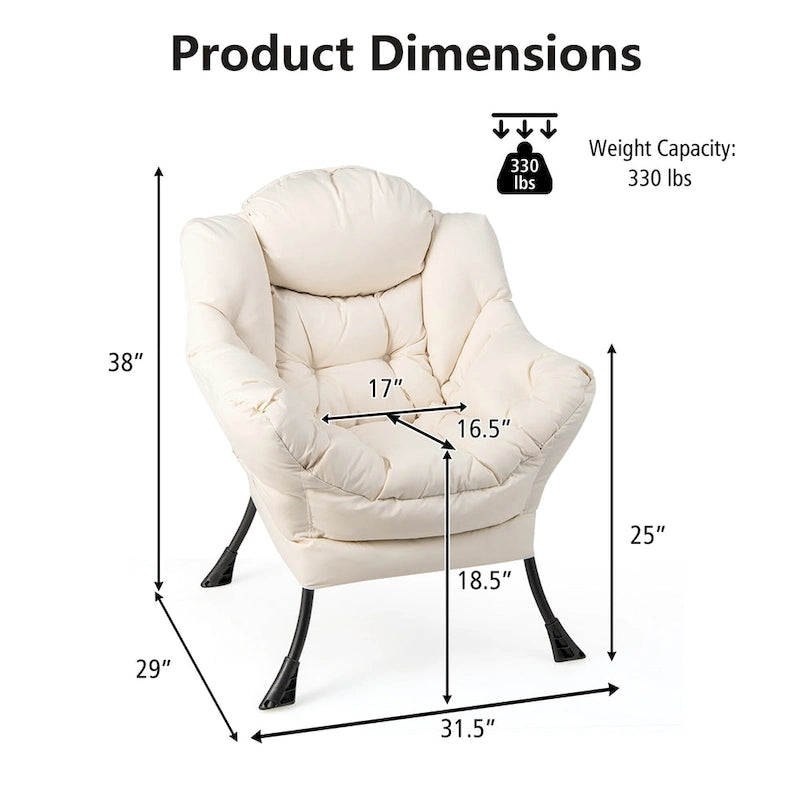 Lazy Sofa Chair Accent Leisure Armchair with Folding Footrest &