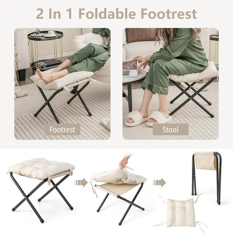 Lazy Sofa Chair Accent Leisure Armchair with Folding Footrest &