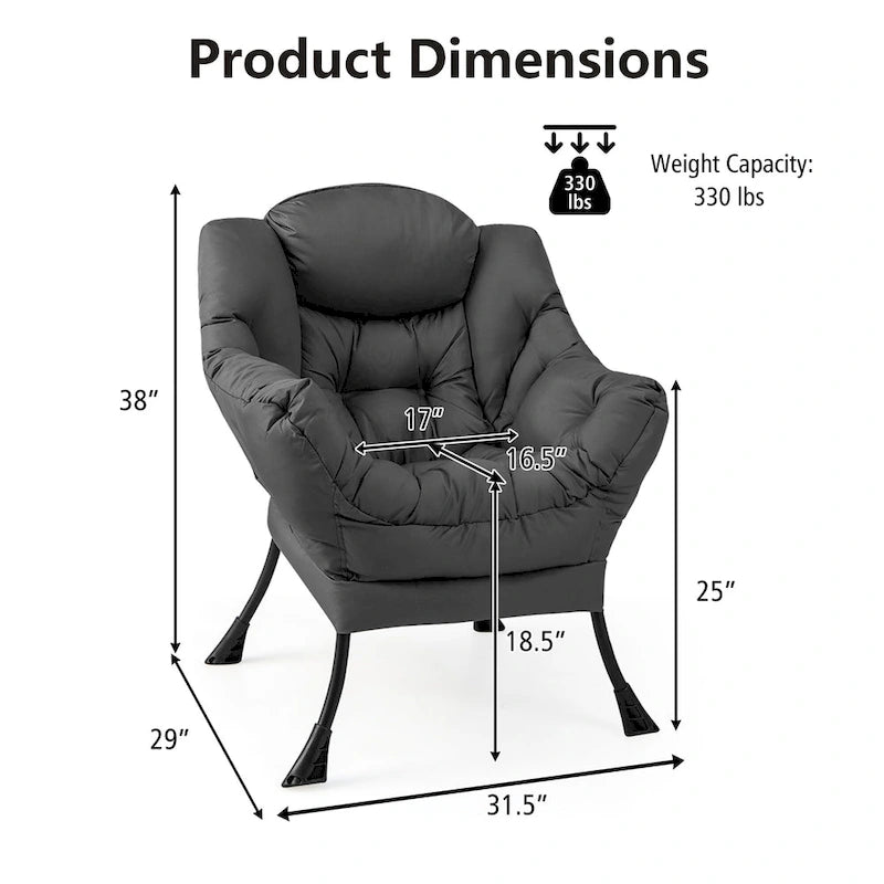 Lazy Sofa Chair Accent Leisure Armchair with Folding Footrest &