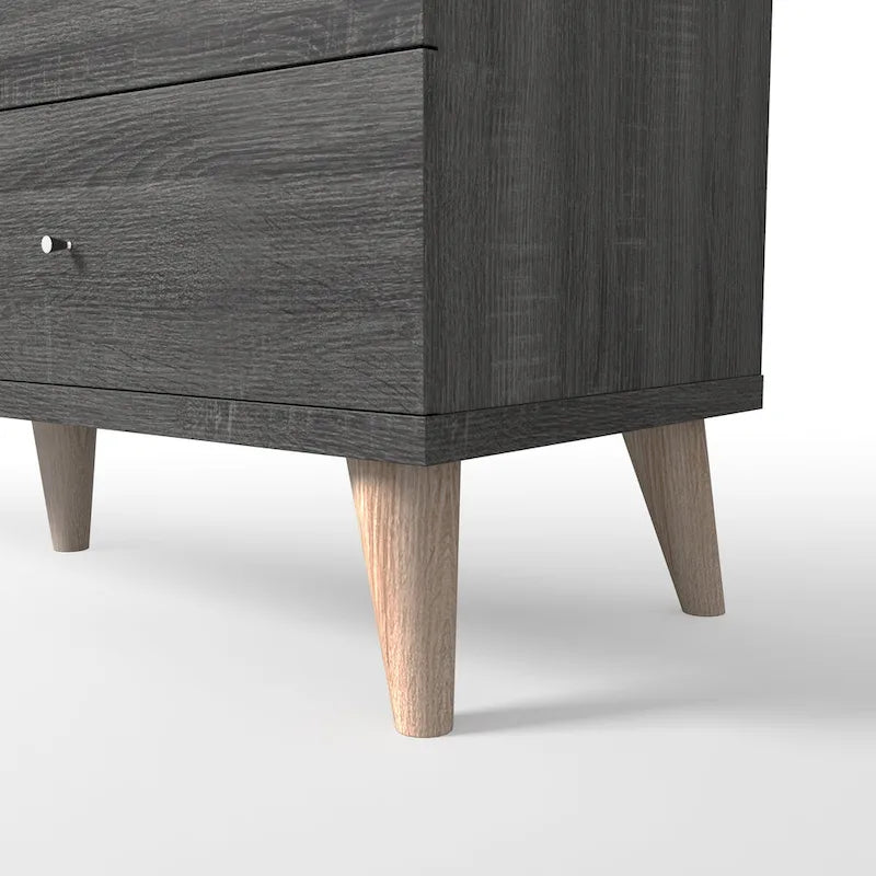 Mid-Century Modern Distressed Grey 47-inch Wide 6-Drawer Dresser with Knobs