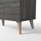 Cómoda de 6 Gavetas Cinzenta Envelhecida Estilo Moderno de Meados do Século com 119 cm de Largura e Puxadores