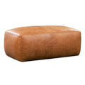 Full Grain Italian Leather Ottoman with Feather Down Padding