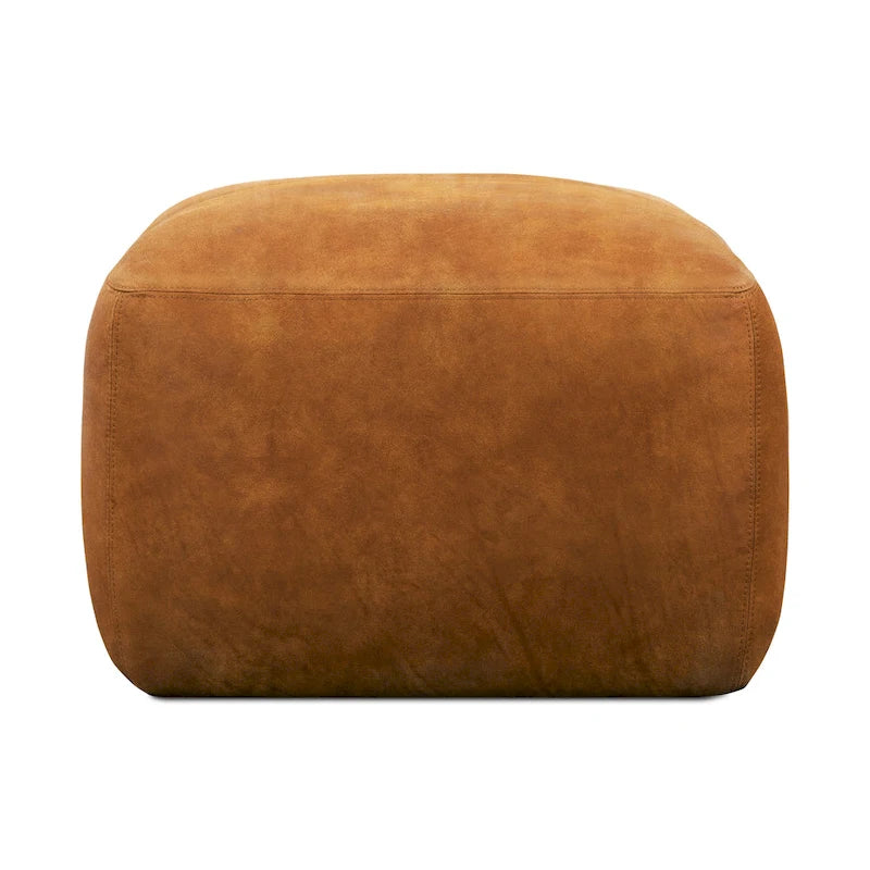 Full Grain Italian Leather Ottoman with Feather Down Padding