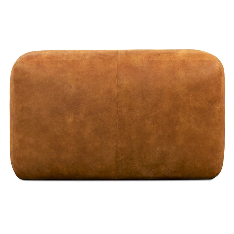 Full Grain Italian Leather Ottoman with Feather Down Padding