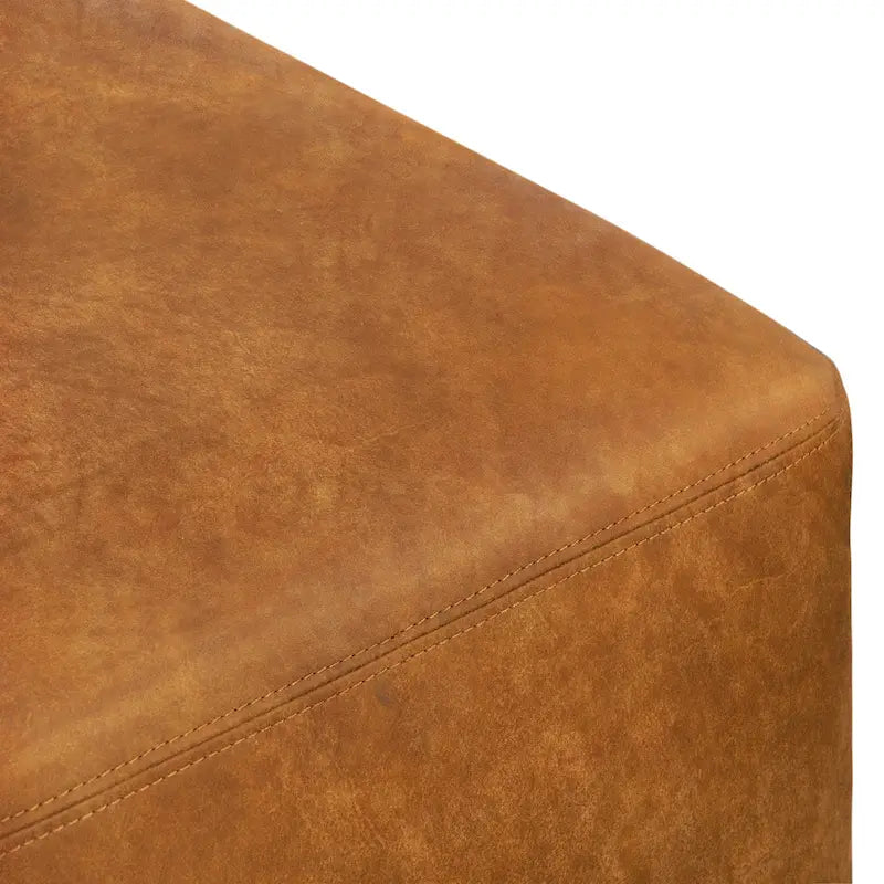 Full Grain Italian Leather Ottoman with Feather Down Padding