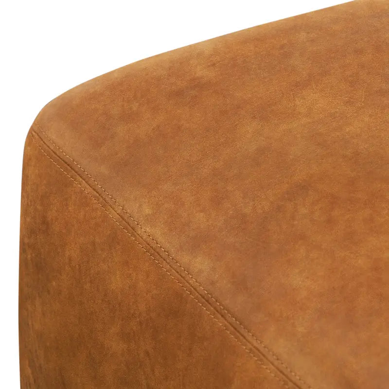 Full Grain Italian Leather Ottoman with Feather Down Padding