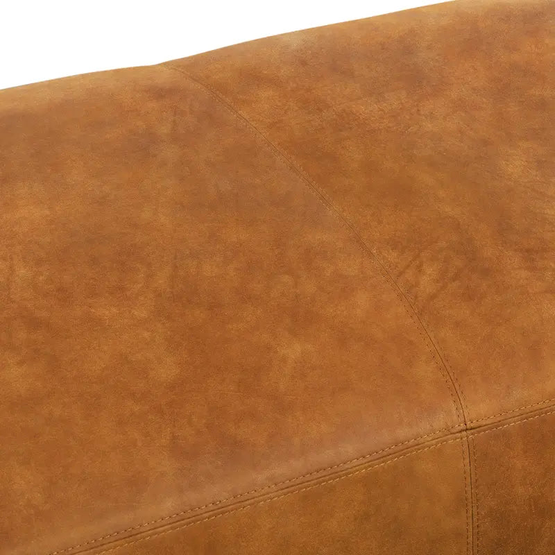 Full Grain Italian Leather Ottoman with Feather Down Padding