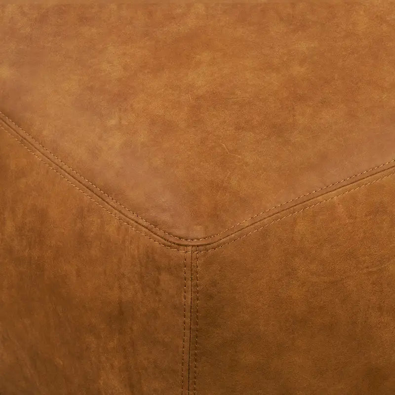Full Grain Italian Leather Ottoman with Feather Down Padding