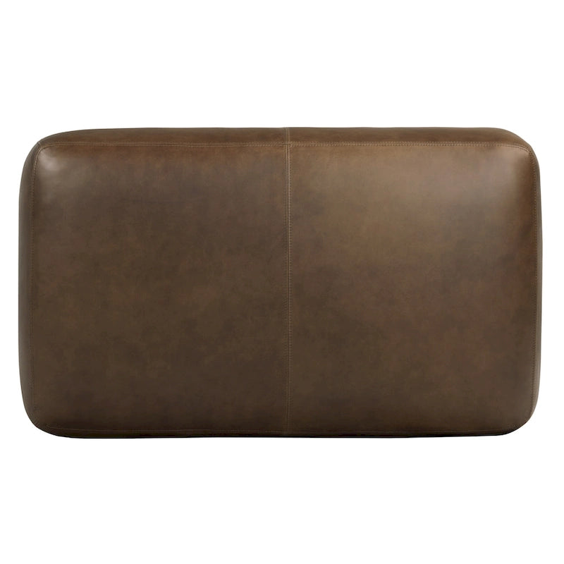 Full Grain Italian Leather Ottoman with Feather Down Padding