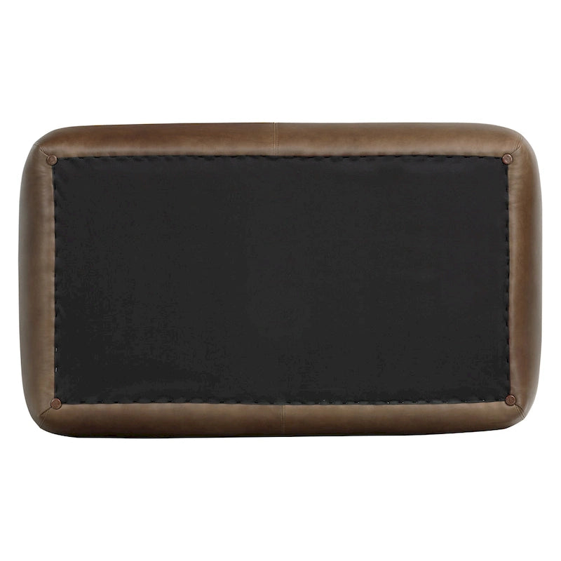Full Grain Italian Leather Ottoman with Feather Down Padding