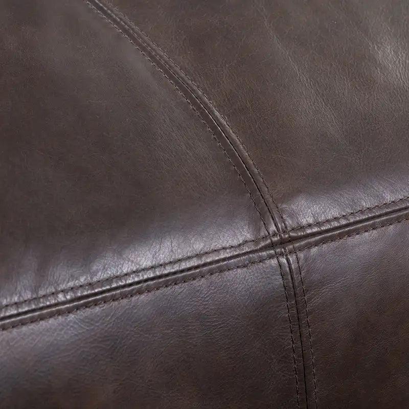 Full Grain Italian Leather Ottoman with Feather Down Padding