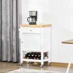 HOMCOM Utility Kitchen Cart, Rolling Kitchen Island with Smooth Rubberwood Top, Narrow Butcher Block Surface on Wheels
