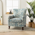 Poltrona Wingback Floral Campestre com Estrutura em Madeira Maciça