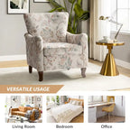 Poltrona Wingback Floral Campestre com Estrutura em Madeira Maciça