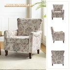 Poltrona Wingback Floral Campestre com Estrutura em Madeira Maciça