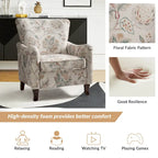 Poltrona Wingback Floral Campestre com Estrutura em Madeira Maciça