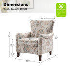 Poltrona Wingback Floral Campestre com Estrutura em Madeira Maciça