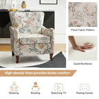 Poltrona Wingback Floral Campestre com Estrutura em Madeira Maciça