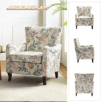 Poltrona Wingback Floral Campestre com Estrutura em Madeira Maciça