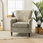 Poltrona Wingback Floral Campestre com Estrutura em Madeira Maciça
