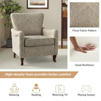 Poltrona Wingback Floral Campestre com Estrutura em Madeira Maciça