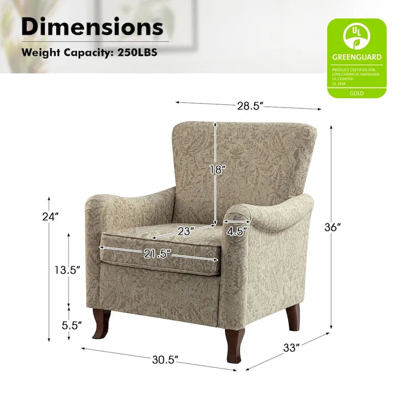 Samouel Modern Floral Upholstered Armchair with Wingback Design by HULALA HOME