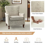 Poltrona Wingback Floral Campestre com Estrutura em Madeira Maciça
