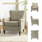 Poltrona Wingback Floral Campestre com Estrutura em Madeira Maciça
