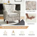Poltrona Wingback Floral Campestre com Estrutura em Madeira Maciça
