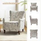 Poltrona Wingback Floral Campestre com Estrutura em Madeira Maciça