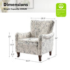 Poltrona Wingback Floral Campestre com Estrutura em Madeira Maciça
