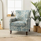 Poltrona Wingback Floral Campestre com Estrutura em Madeira Maciça