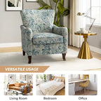 Poltrona Wingback Floral Campestre com Estrutura em Madeira Maciça