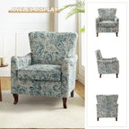 Poltrona Wingback Floral Campestre com Estrutura em Madeira Maciça