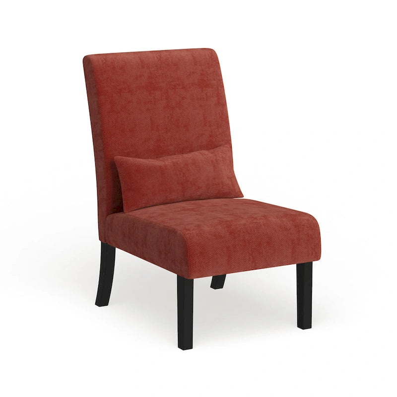 Porch & Den Vista Armless Chenille Accent Chair w/ Kidney Pillow