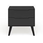 Mesa de Cabeceira de Madeira com 2 Gavetas Estilo Moderno de Meados do Século