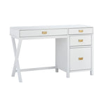 Secretária para Escritório Doméstico com Armazenamento Lateral, 4 Gavetas, 122 cm