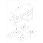 Secretária para Escritório Doméstico com Armazenamento Lateral, 4 Gavetas, 122 cm