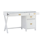 Secretária para Escritório Doméstico com Armazenamento Lateral, 4 Gavetas, 122 cm