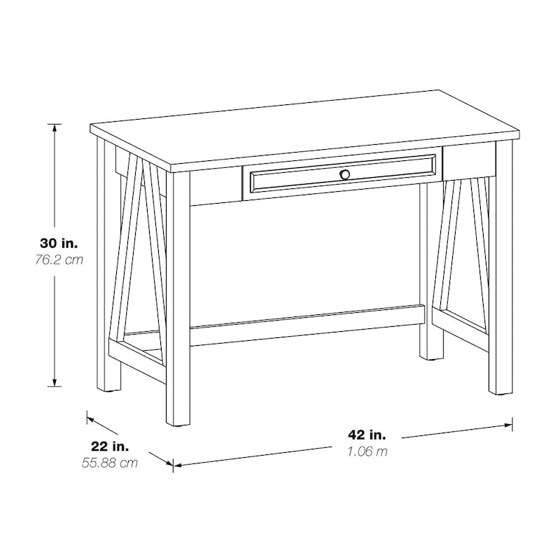 Industrial Trestle Writing Desk with USB Ports and AC Outlets Salvage Oak