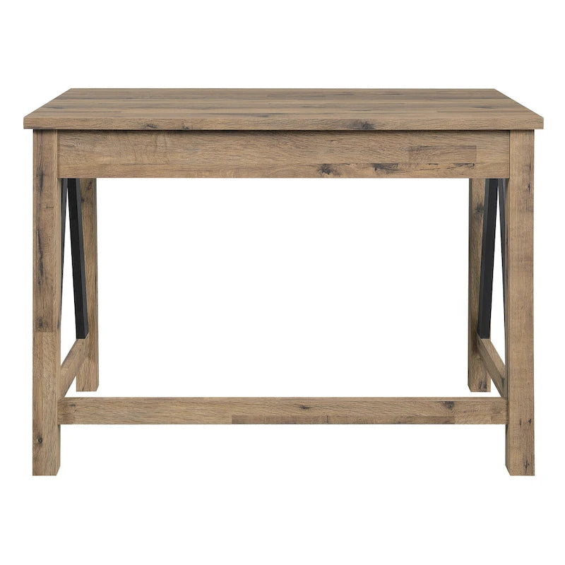 Industrial Trestle Writing Desk with USB Ports and AC Outlets Salvage Oak