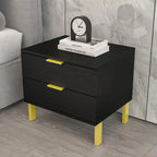 Mesa de Cabeceira Moderna com 2 Gavetas e Pernas Metálicas para Quarto