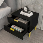 Mesa de Cabeceira Moderna com 2 Gavetas e Pernas Metálicas para Quarto
